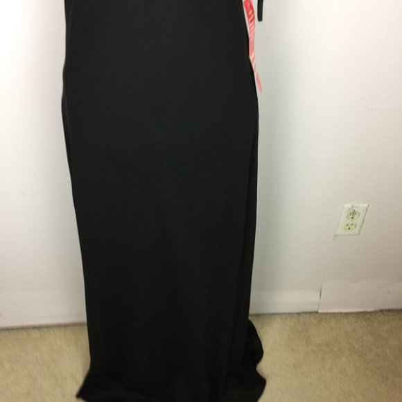 New! Karina Nites Formal Maxi Dress Sz 10 Womans Black Cowl Neck Spaghetti - Picture 11 of 15